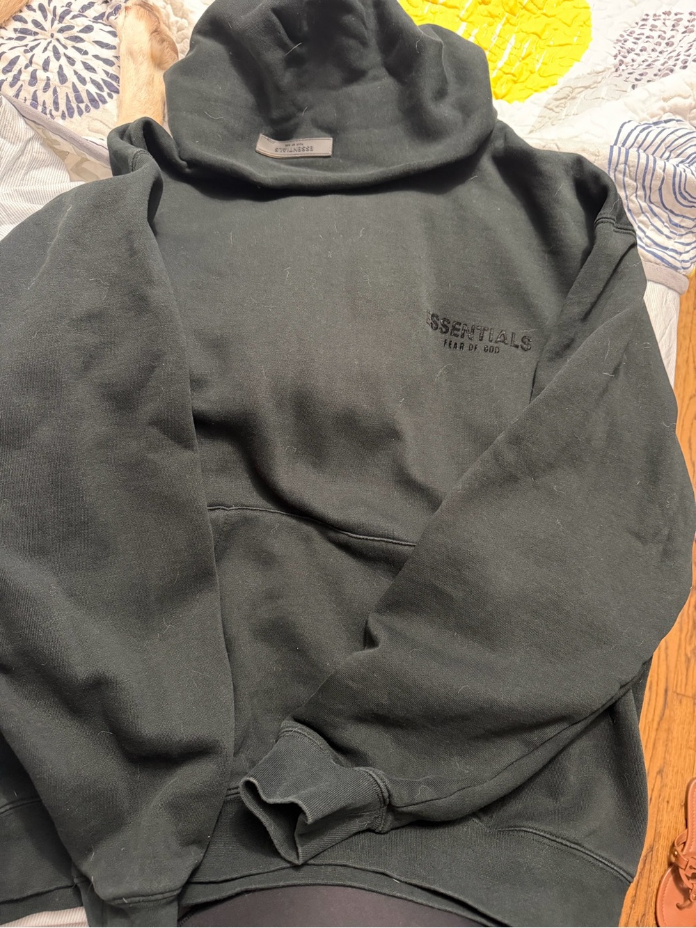 Fear of God Essentials Black Logo Hoodie Size Medium